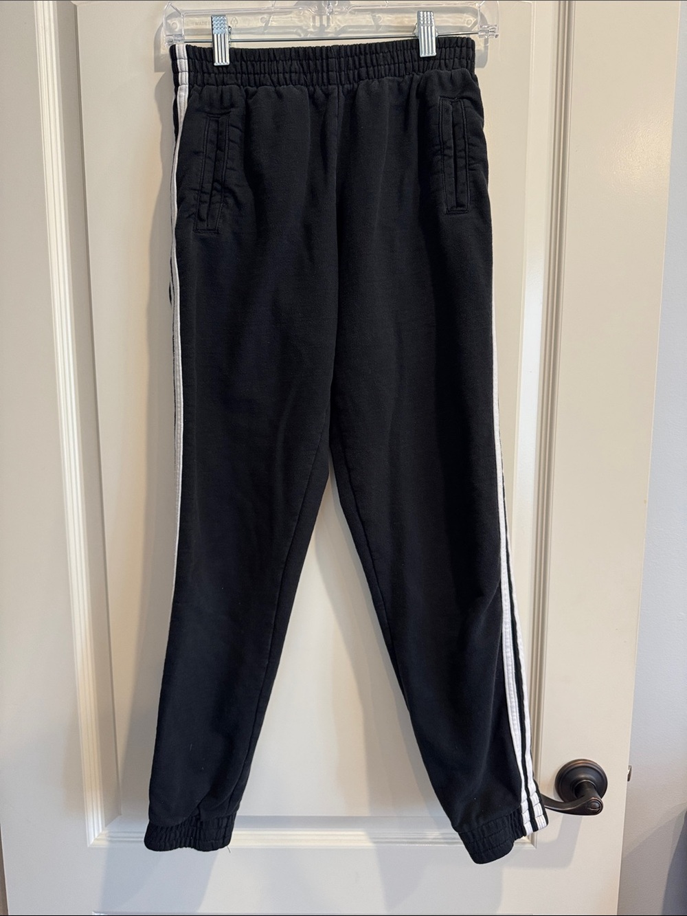 Brandy Melville Black Joggers with White Side Stripes